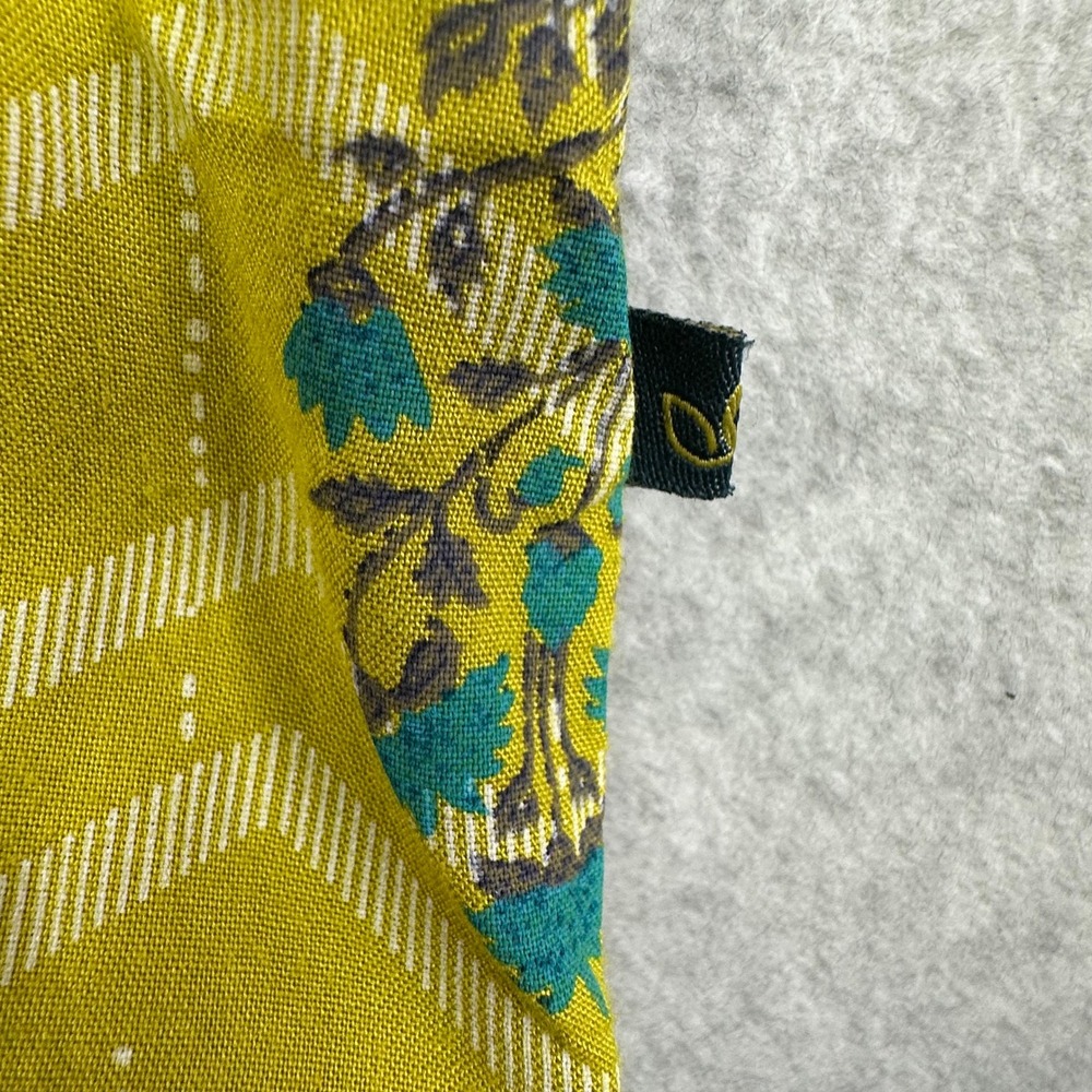 Avaasa Yellow Floral Chevron Kurti Tunic Dress XXL Lagenlook Roll Sleeve Boho - Picture 4 of 16